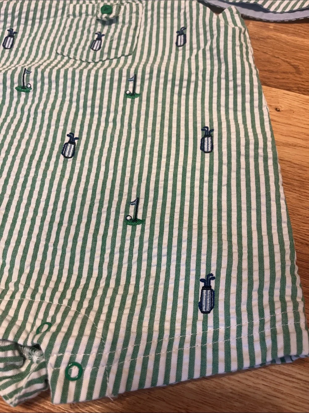 Little Me Green & White Striped Baby Romper with Matching Hat